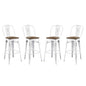 Promenade Bar Stool Set of 4, Wood, Metal Steel, White, 18718