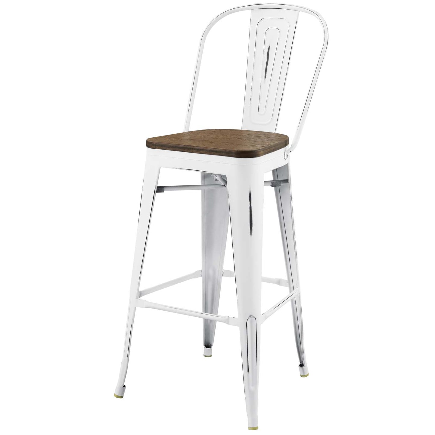 Promenade Bar Stool Set of 4, Wood, Metal Steel, White, 18718