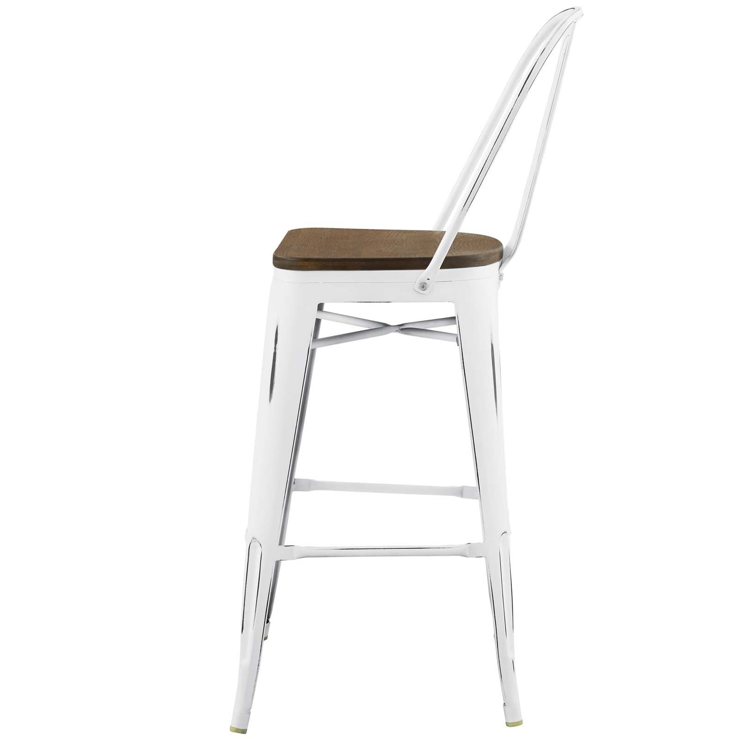 Promenade Bar Stool Set of 4, Wood, Metal Steel, White, 18718
