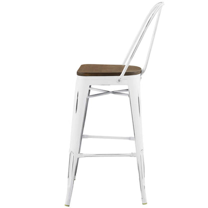 Promenade Bar Stool Set of 4, Wood, Metal Steel, White, 18718