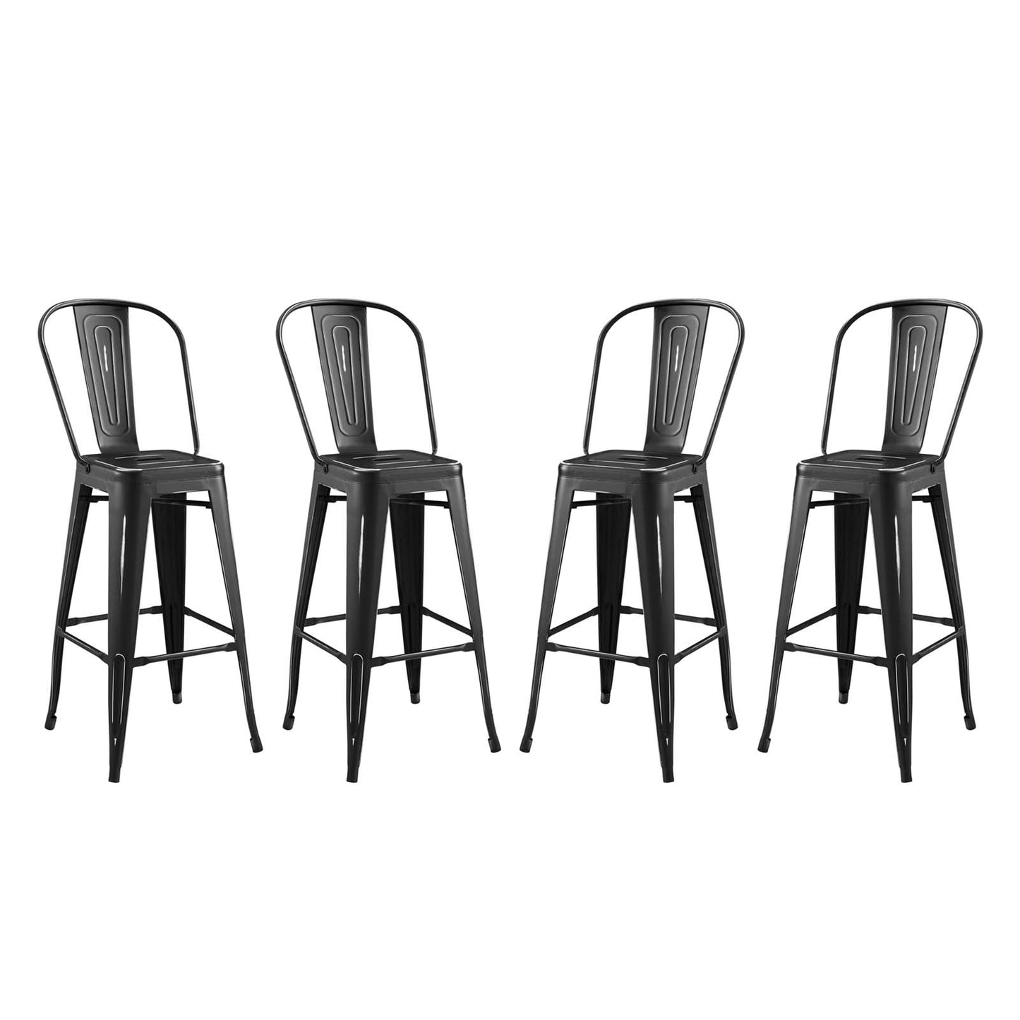 Promenade Bar Side Stool Metal Set of 4, Metal, Steel, Black, 18719