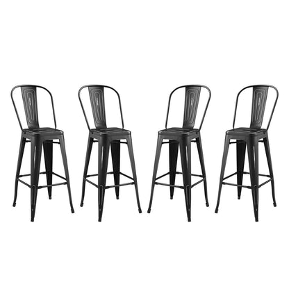 Promenade Bar Side Stool Metal Set of 4, Metal, Steel, Black, 18719