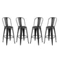 Promenade Bar Side Stool Metal Set of 4, Metal, Steel, Black, 18719