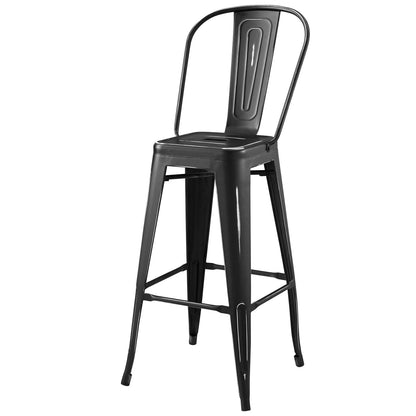 Promenade Bar Side Stool Metal Set of 4, Metal, Steel, Black, 18719
