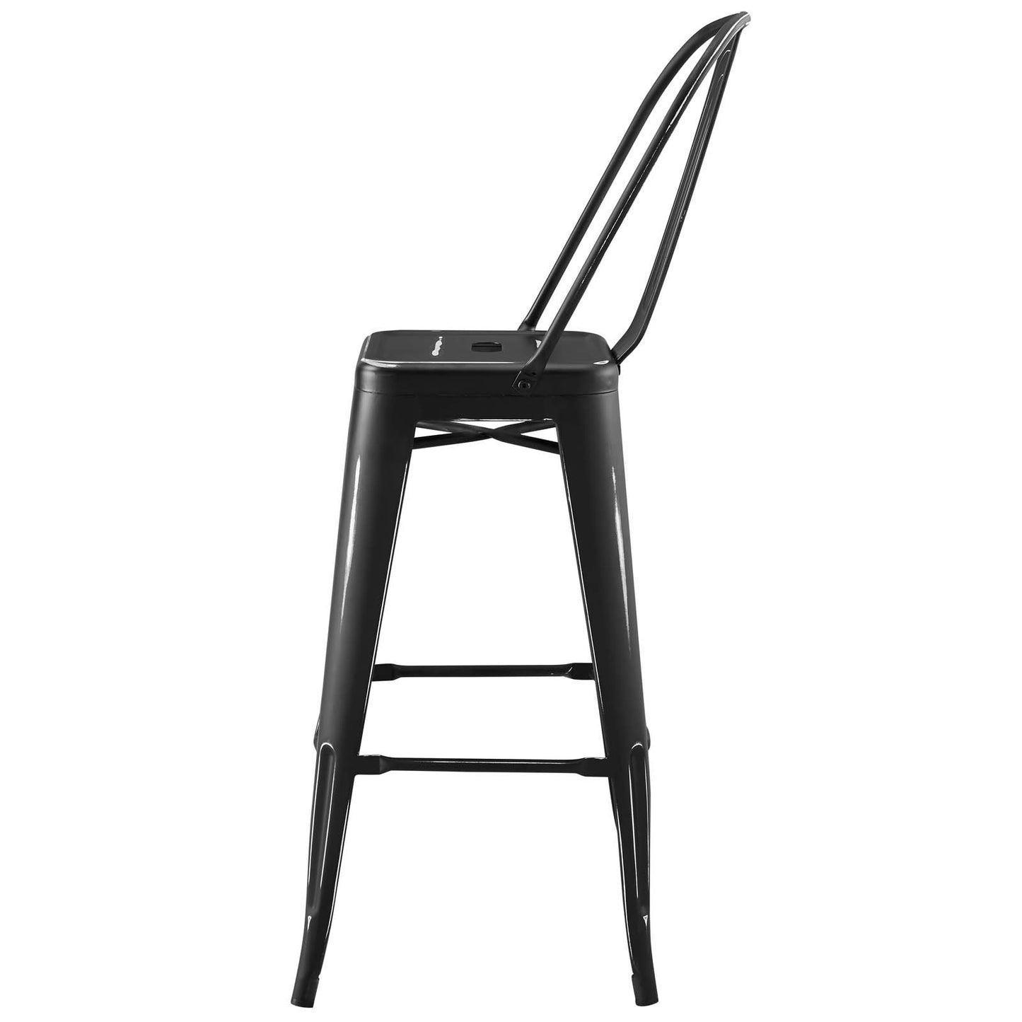 Promenade Bar Side Stool Metal Set of 4, Metal, Steel, Black, 18719