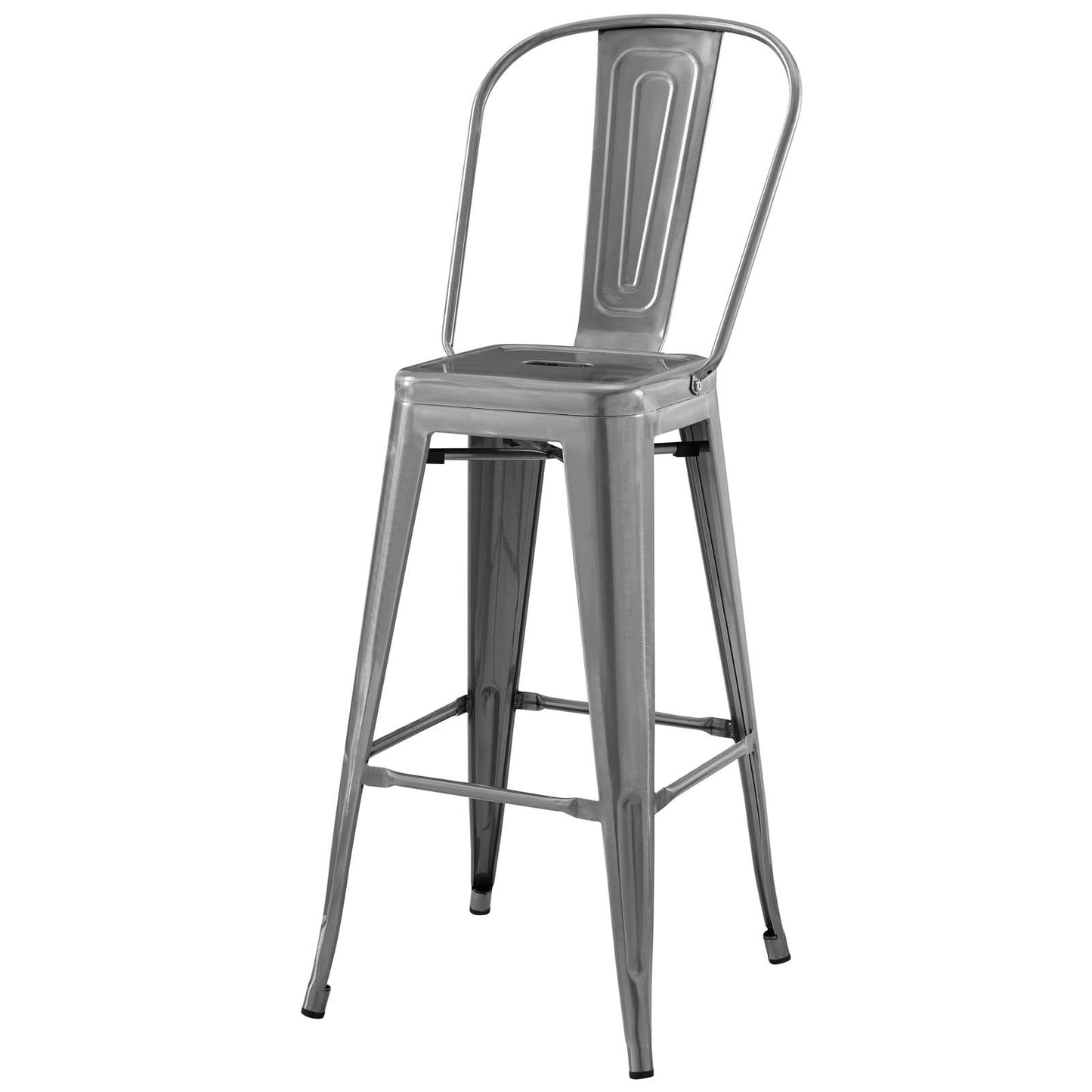Promenade Bar Side Stool Metal Set of 4, Metal, Steel, Gunmetal Silver, 18720