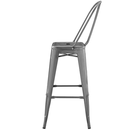Promenade Bar Side Stool Metal Set of 4, Metal, Steel, Gunmetal Silver, 18720