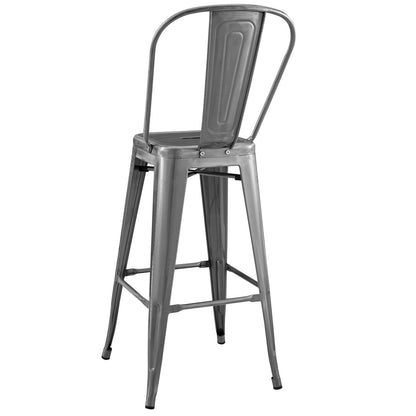 Promenade Bar Side Stool Metal Set of 4, Metal, Steel, Gunmetal Silver, 18720