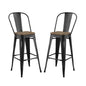 Promenade Bar Stool Metal Set of 2, Wood, Metal Steel, Black, 18722