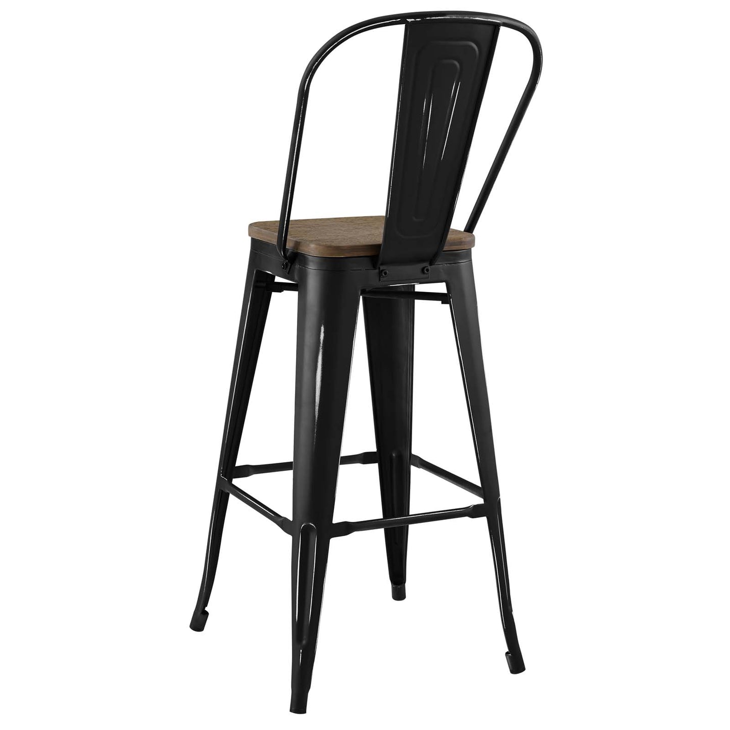 Promenade Bar Stool Metal Set of 2, Wood, Metal Steel, Black, 18722