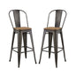 Promenade Bar Stool Metal Set of 2, Wood, Metal Steel, Brown, 18723