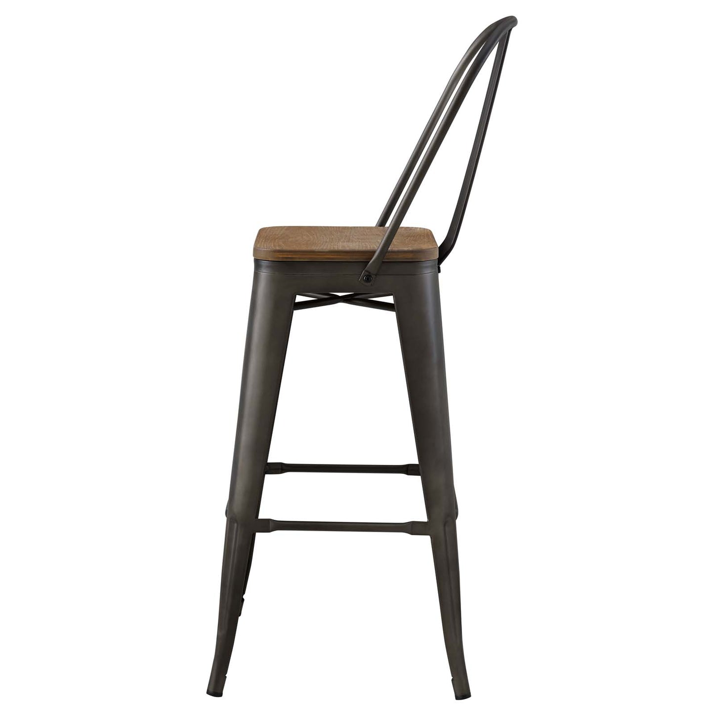 Promenade Bar Stool Metal Set of 2, Wood, Metal Steel, Brown, 18723