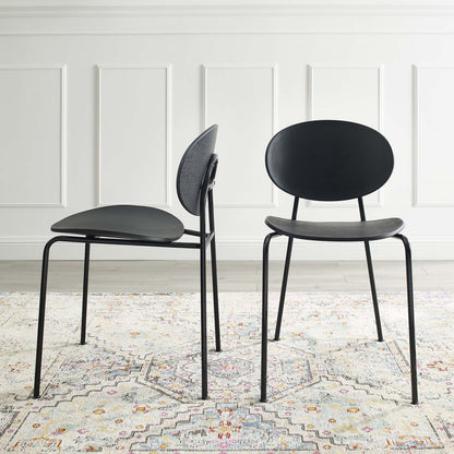 Palette Dining Side Chair Set of 2, Plastic, Metal Steel, Black, 18727