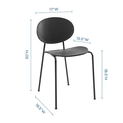 Palette Dining Side Chair Set of 2, Plastic, Metal Steel, Black, 18727