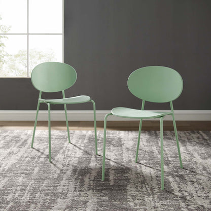 Palette Dining Side Chair Set of 2, Plastic, Metal Steel, Green, 18728