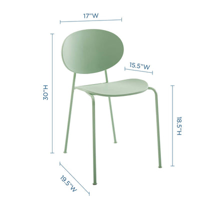 Palette Dining Side Chair Set of 2, Plastic, Metal Steel, Green, 18728