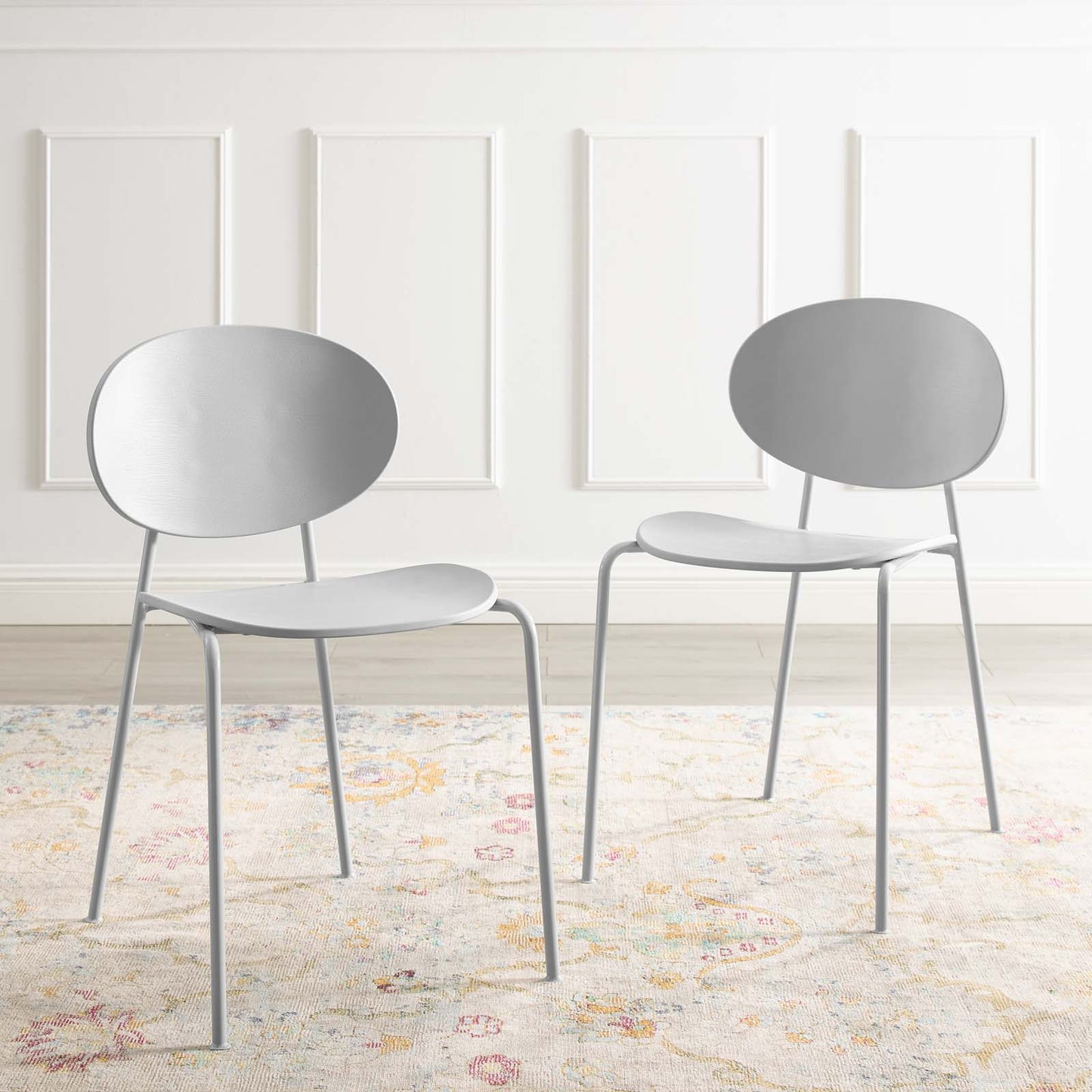 Palette Dining Side Chair Set of 2, Plastic, Metal Steel, Grey Gray, 18729
