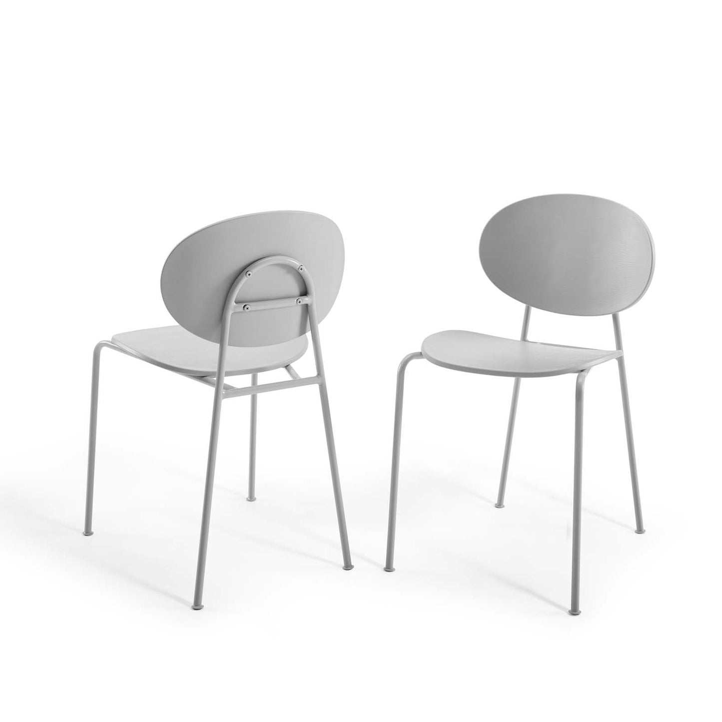 Palette Dining Side Chair Set of 2, Plastic, Metal Steel, Grey Gray, 18729