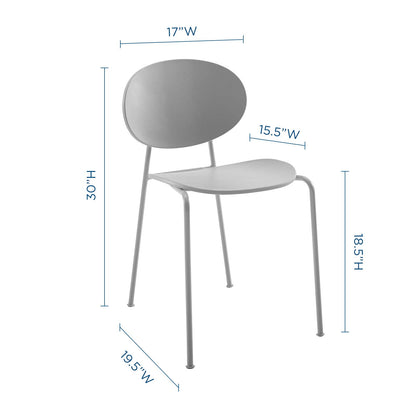 Palette Dining Side Chair Set of 2, Plastic, Metal Steel, Grey Gray, 18729