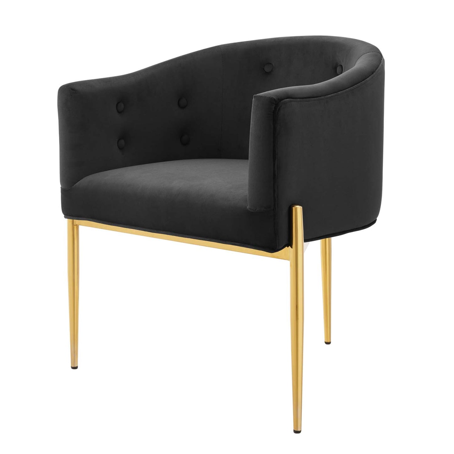 Savour Tufted Performance Velvet Accent Chair, Velvet, Metal Steel, Black, 18731