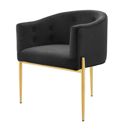 Savour Tufted Performance Velvet Accent Chair, Velvet, Metal Steel, Black, 18731