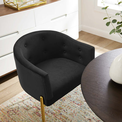 Savour Tufted Performance Velvet Accent Chair, Velvet, Metal Steel, Black, 18731