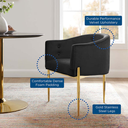 Savour Tufted Performance Velvet Accent Chair, Velvet, Metal Steel, Black, 18731