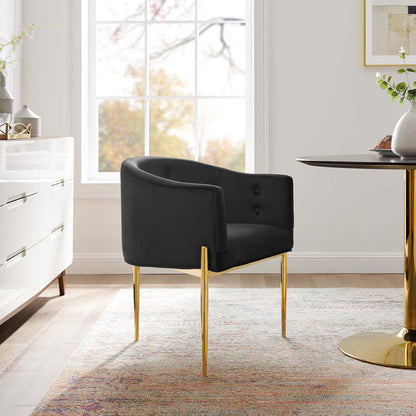 Savour Tufted Performance Velvet Accent Chair, Velvet, Metal Steel, Black, 18731