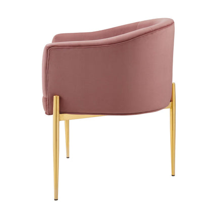 Savour Tufted Performance Velvet Accent Chair, Velvet, Metal Steel, Pink, 18732