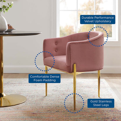 Savour Tufted Performance Velvet Accent Chair, Velvet, Metal Steel, Pink, 18732