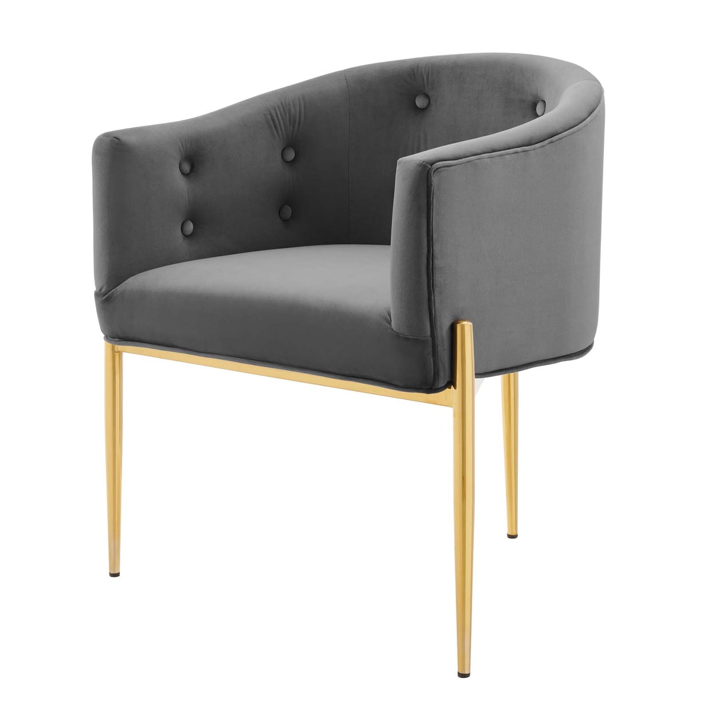 Savour Tufted Performance Velvet Accent Chair, Velvet, Metal Steel, Grey Gray, 18734