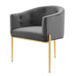 Savour Tufted Performance Velvet Accent Chair, Velvet, Metal Steel, Grey Gray, 18734