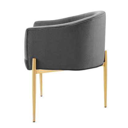 Savour Tufted Performance Velvet Accent Chair, Velvet, Metal Steel, Grey Gray, 18734