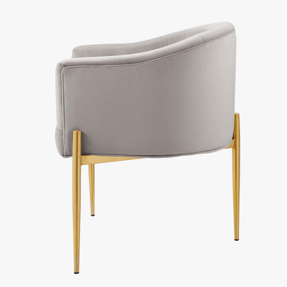 Savour Tufted Performance Velvet Accent Chair, Velvet, Metal Steel, Light Grey Gray, 18735