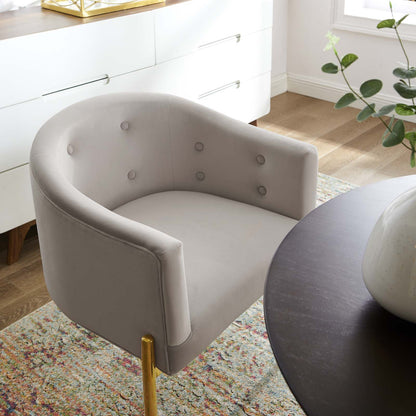Savour Tufted Performance Velvet Accent Chair, Velvet, Metal Steel, Light Grey Gray, 18735