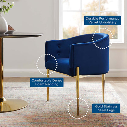 Savour Tufted Performance Velvet Accent Chair, Velvet, Metal Steel, Blue Navy, 18737