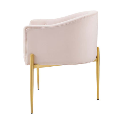 Savour Tufted Performance Velvet Accent Chair, Velvet, Metal Steel, Pink, 18738