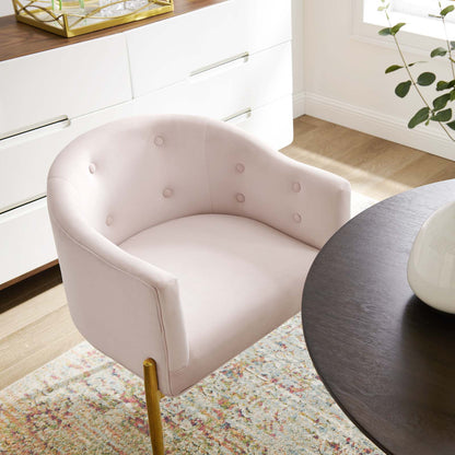Savour Tufted Performance Velvet Accent Chair, Velvet, Metal Steel, Pink, 18738