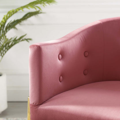 Savour Tufted Performance Velvet Accent Dining Armchair, Velvet, Metal Steel, Pink, 18741