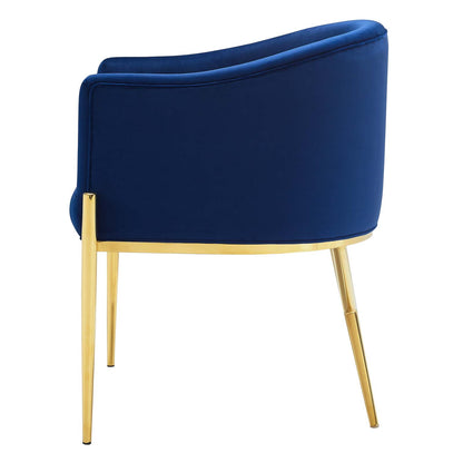 Savour Tufted Performance Velvet Accent Dining Armchair, Velvet, Metal Steel, Blue Navy, 18742