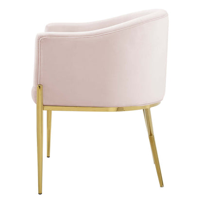 Savour Tufted Performance Velvet Accent Dining Armchair, Velvet, Metal Steel, Pink, 18743