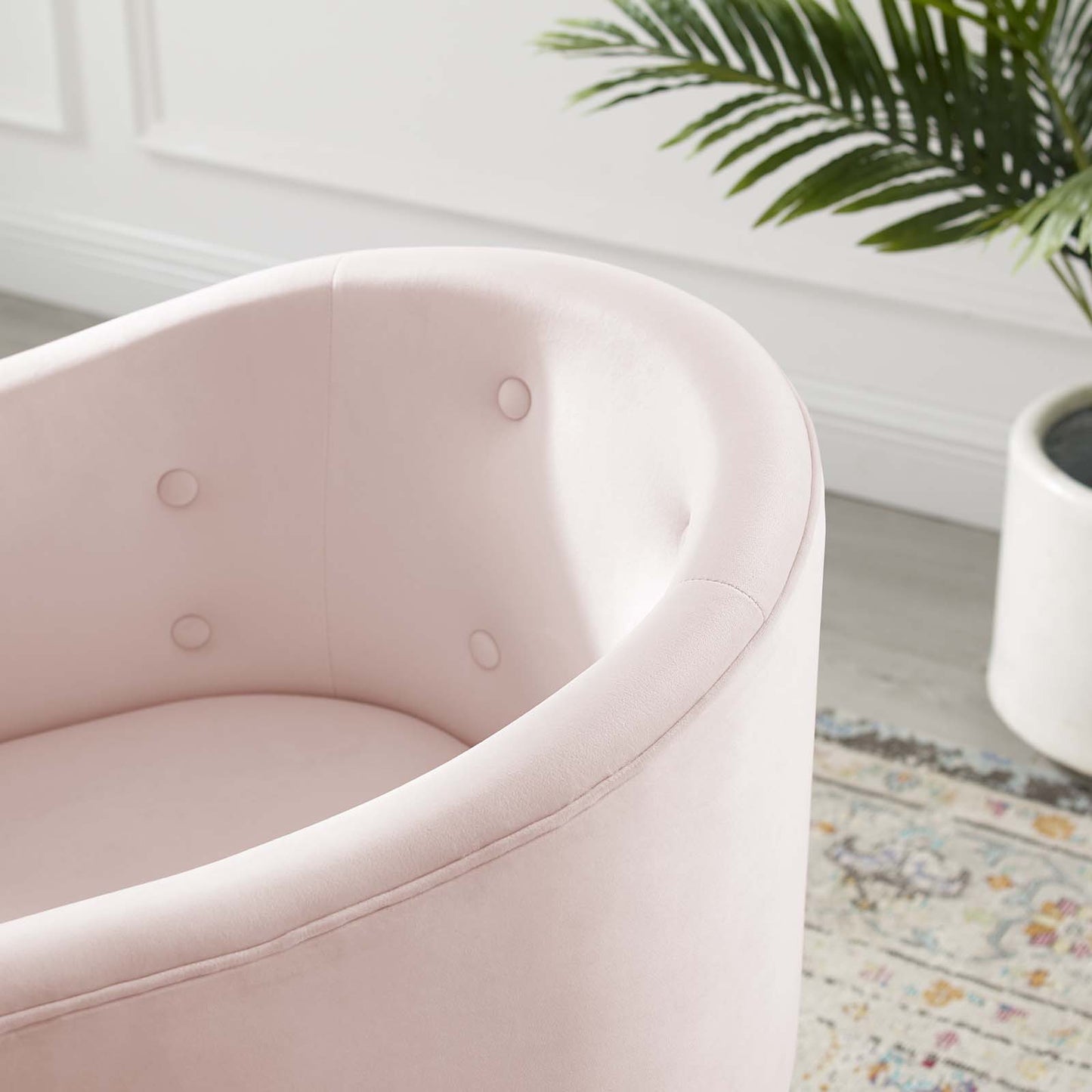 Savour Tufted Performance Velvet Accent Dining Armchair, Velvet, Metal Steel, Pink, 18743