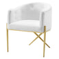 Savour Tufted Performance Velvet Accent Dining Armchair, Velvet, Metal Steel, White, 18744