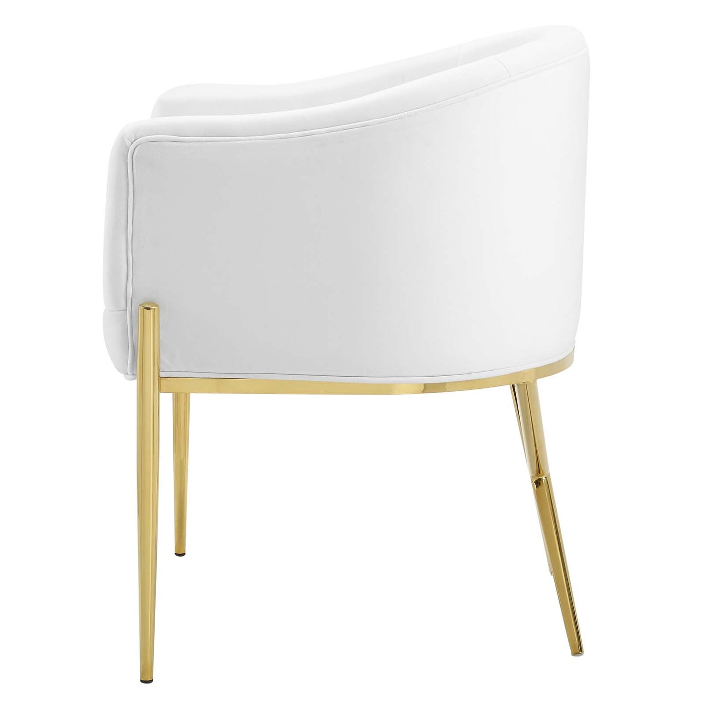 Savour Tufted Performance Velvet Accent Dining Armchair, Velvet, Metal Steel, White, 18744
