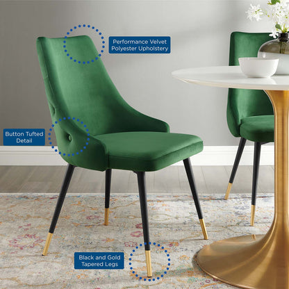 Adorn Tufted Performance Velvet Dining Side Chair, Velvet, Green, 18747