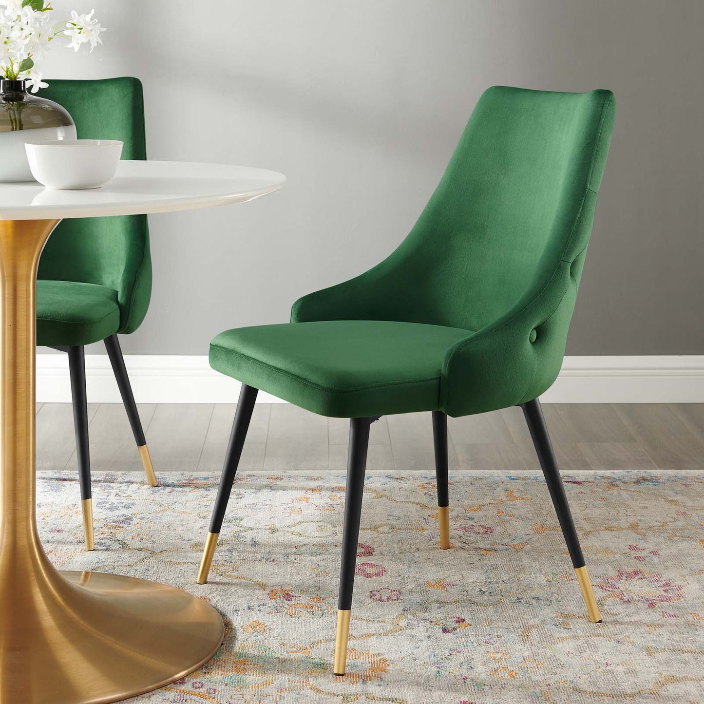 Adorn Tufted Performance Velvet Dining Side Chair, Velvet, Green, 18747