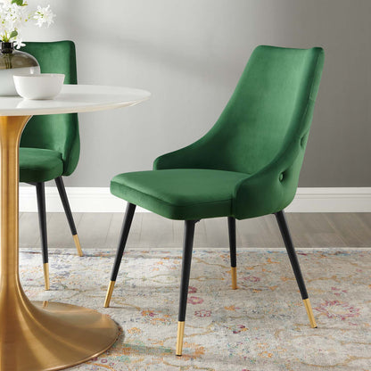 Adorn Tufted Performance Velvet Dining Side Chair, Velvet, Green, 18747