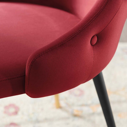 Adorn Tufted Performance Velvet Dining Side Chair, Velvet, Red, 18751