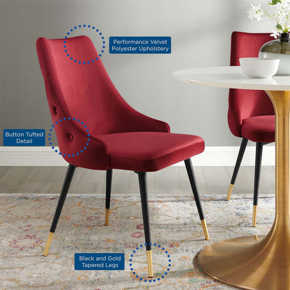 Adorn Tufted Performance Velvet Dining Side Chair, Velvet, Red, 18751