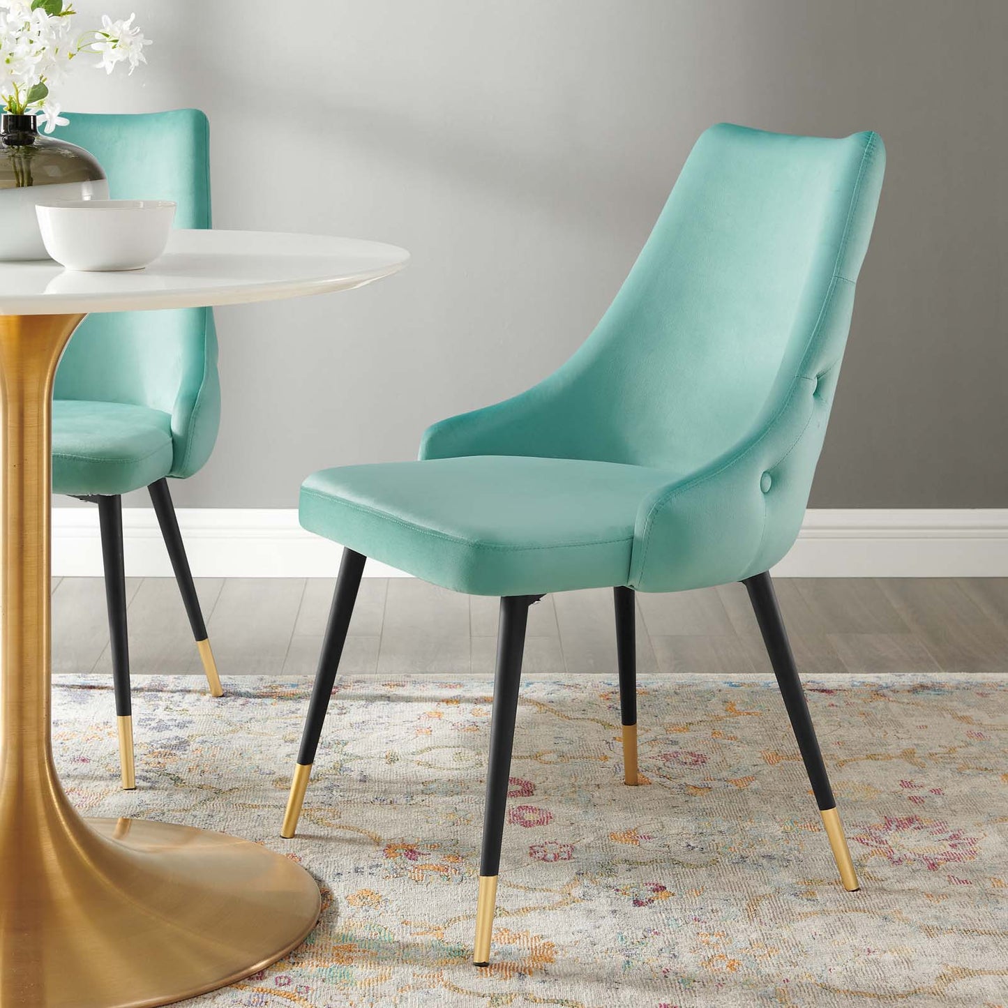 Adorn Tufted Performance Velvet Dining Side Chair, Velvet, Blue, 18752